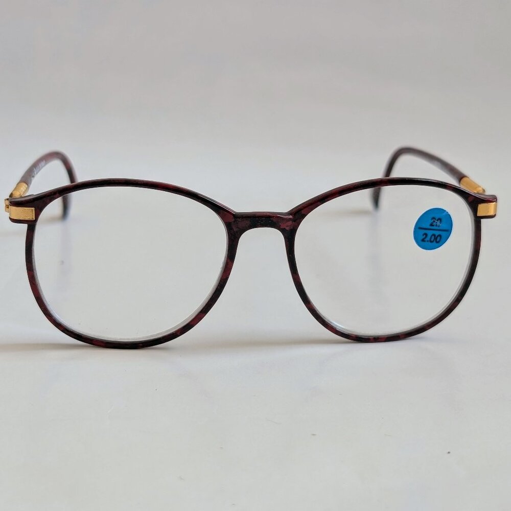 NWT Vintage 90's PC Round Combo Frame Reading Glasses (S. Burgundy)